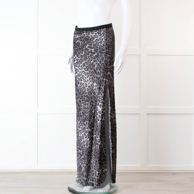Nili Lotan Grey Leopard Print Maxi Skirt
