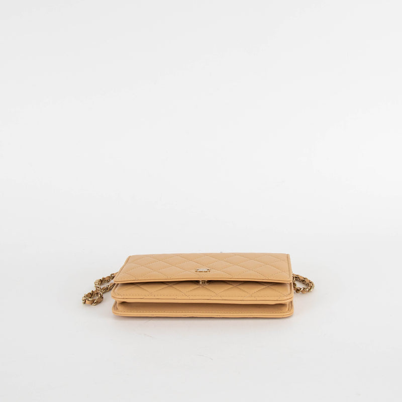 Chanel Beige Wallet on Chain with Gold Hardware