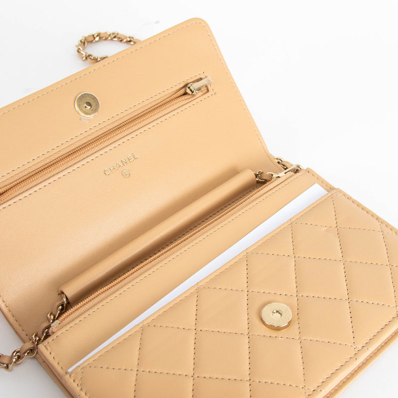 Chanel Beige Wallet on Chain with Gold Hardware