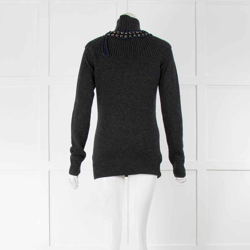 Givenchy Charcoal Polo Neck Eyelet Detail