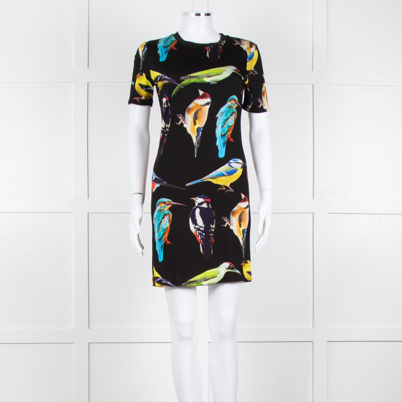 Stella McCartney Black Bird Print Jersey Mini Dress