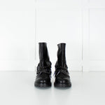 Patrizia Pepe Black Chain Wrap Ankle Biker Boots