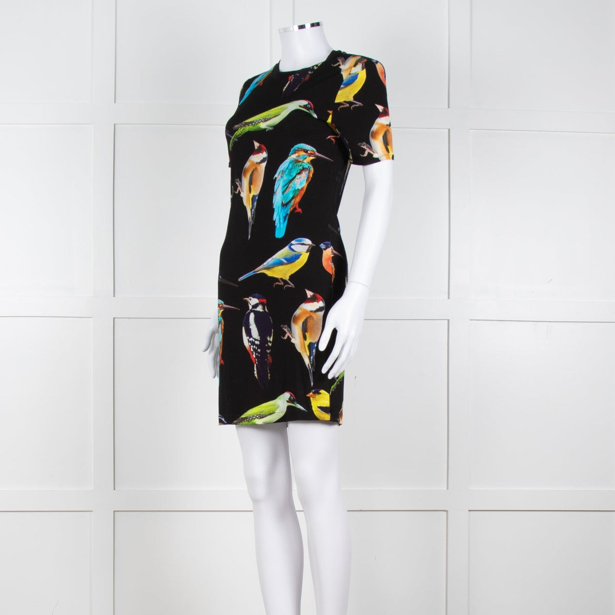 Stella McCartney Black Bird Print Jersey Mini Dress