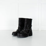 Patrizia Pepe Black Chain Wrap Ankle Biker Boots