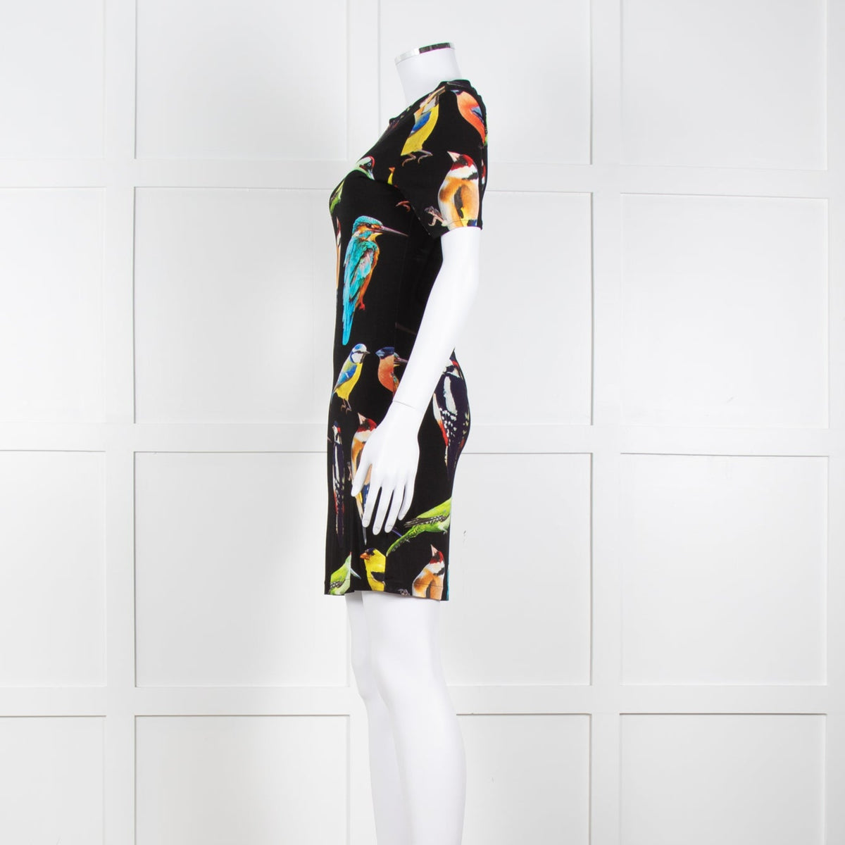 Stella McCartney Black Bird Print Jersey Mini Dress