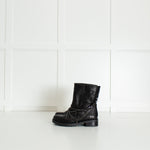 Patrizia Pepe Black Chain Wrap Ankle Biker Boots