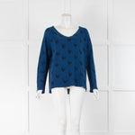 Skull Cashmere Blue V Neck Cashmere Jumper