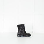 Patrizia Pepe Black Chain Wrap Ankle Biker Boots