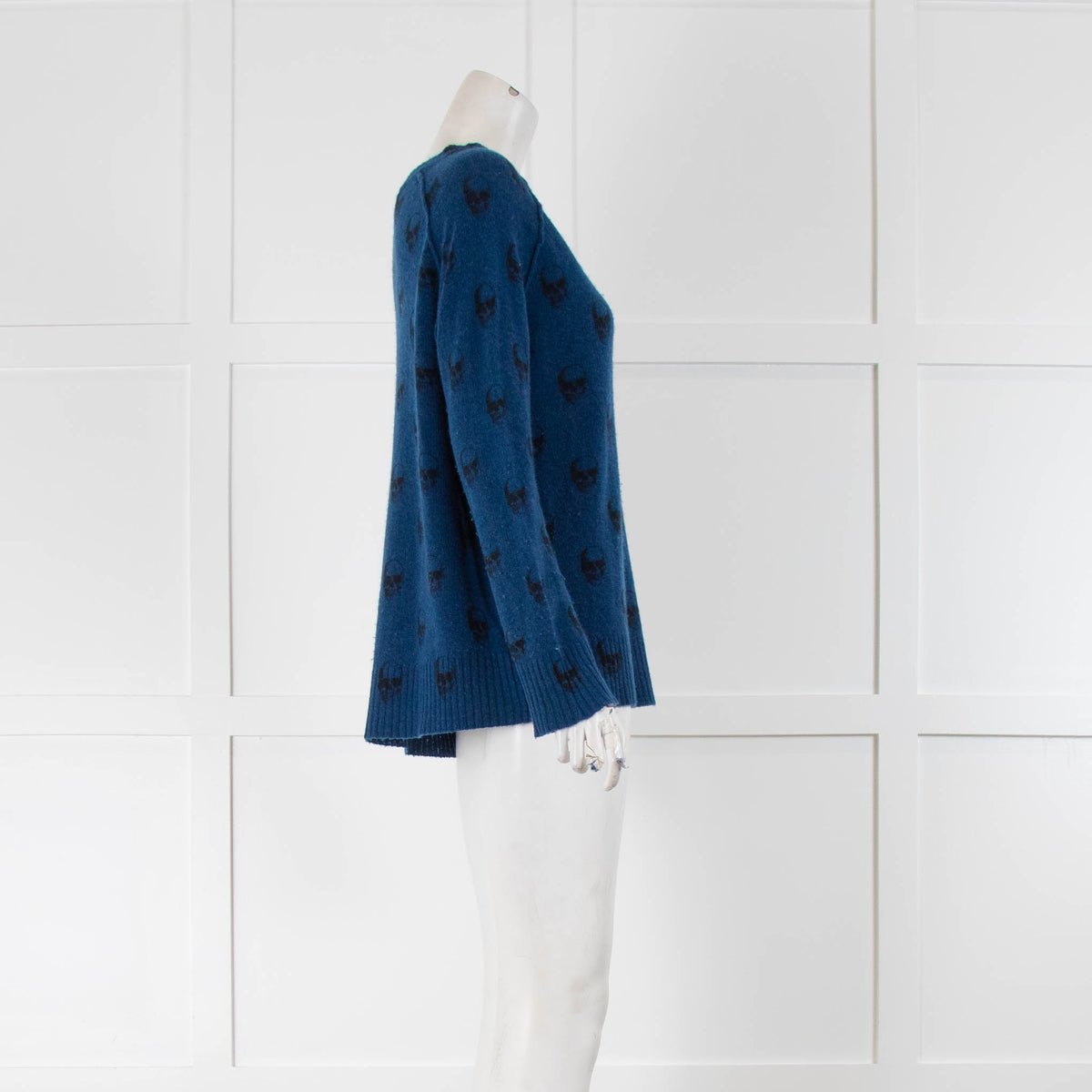 Skull Cashmere Blue V Neck Cashmere Jumper