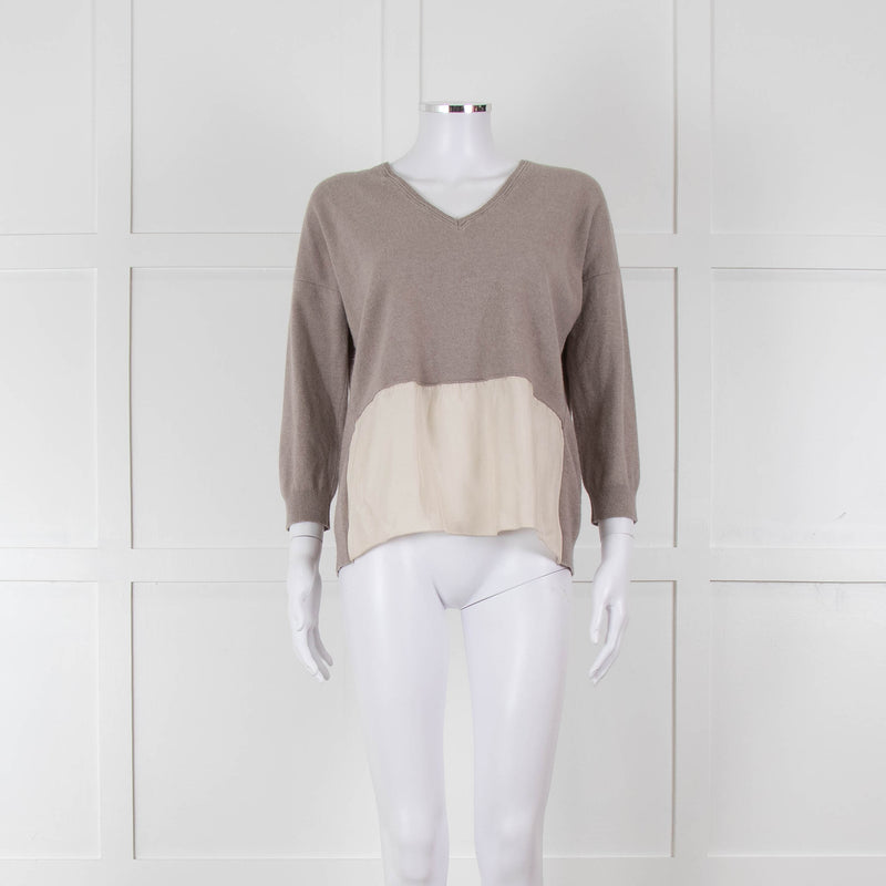 Fabiana Filippi Beige V-Neck Cashmere Blend Sweater