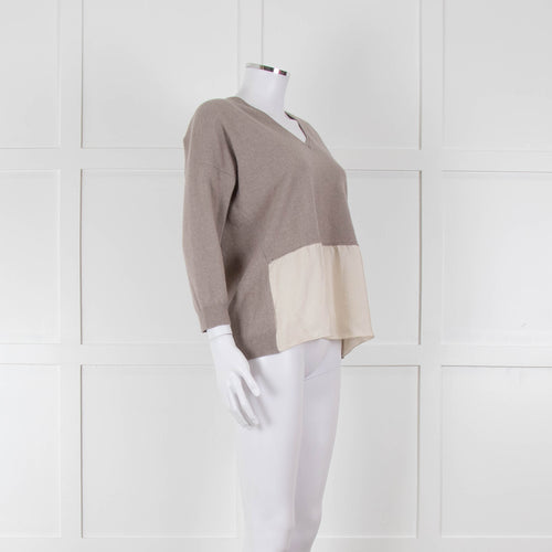 Fabiana Filippi Beige V-Neck Cashmere Blend Sweater