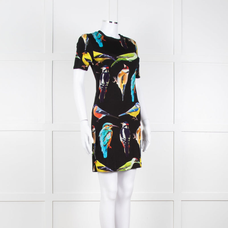 Stella McCartney Black Bird Print Jersey Mini Dress