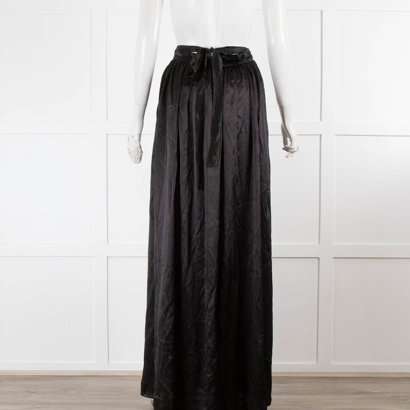 Sisters The Label Black Silk Wrap Maxi Skirt