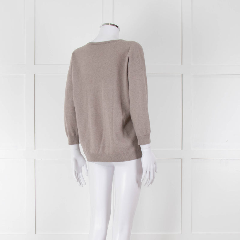 Fabiana Filippi Beige V-Neck Cashmere Blend Sweater