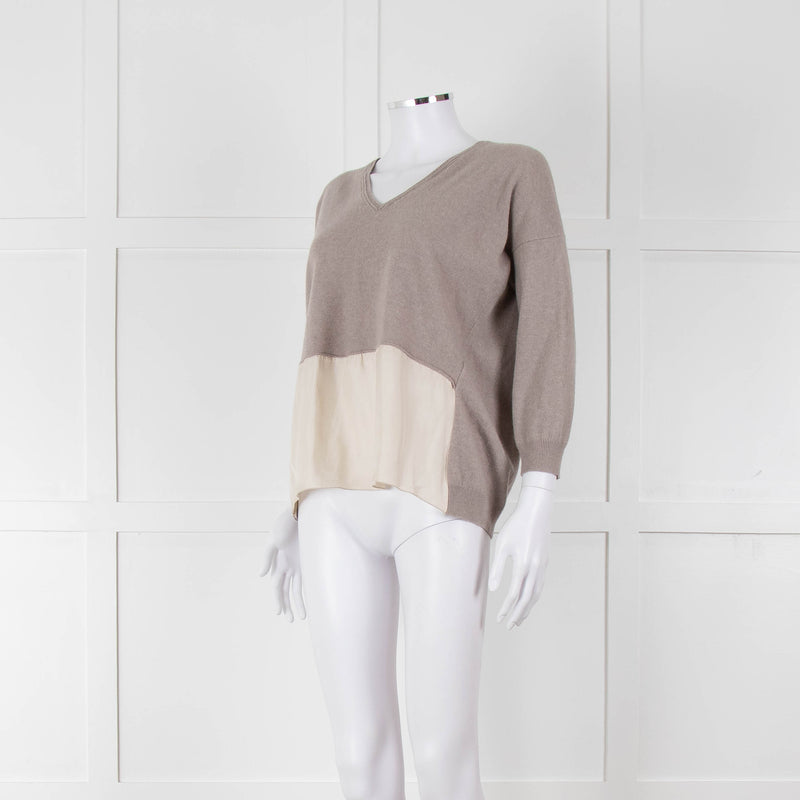 Fabiana Filippi Beige V-Neck Cashmere Blend Sweater