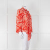 Rixo Orange Cream Silk Tie Up Neck Jacket