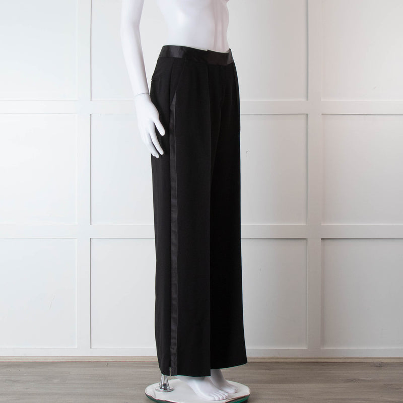 Me + Em Black Wide Leg Tuxedo Trousers
