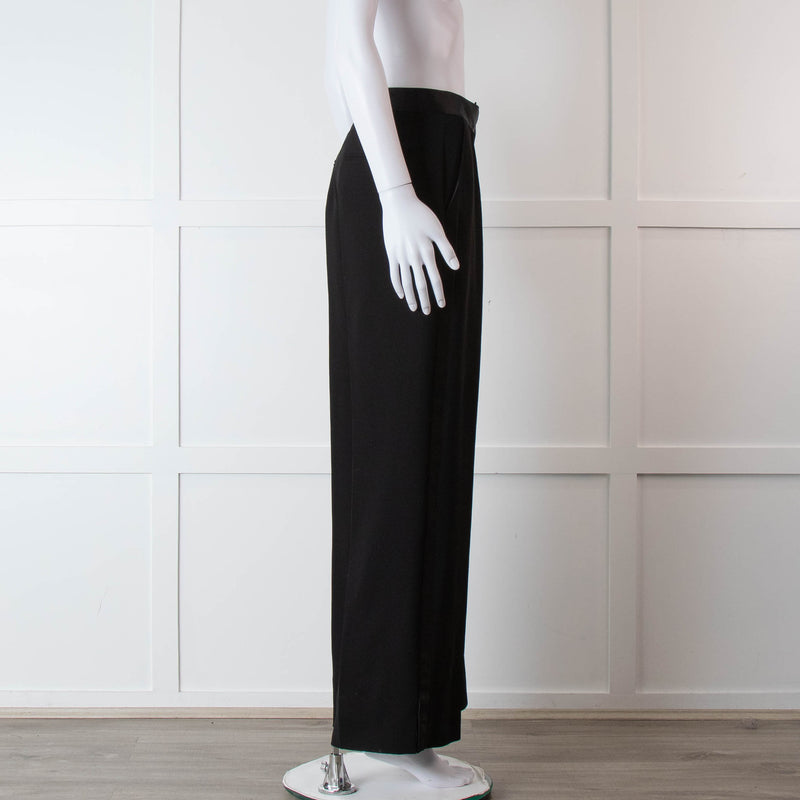 Me + Em Black Wide Leg Tuxedo Trousers