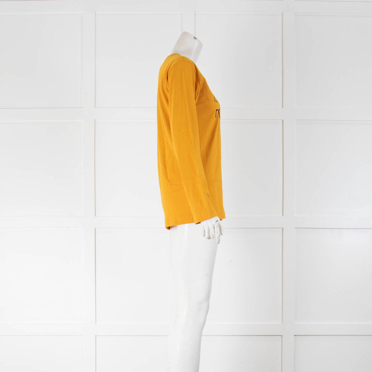Agnes B Mustard Cotton Slogan Long Sleeve T-Shirt