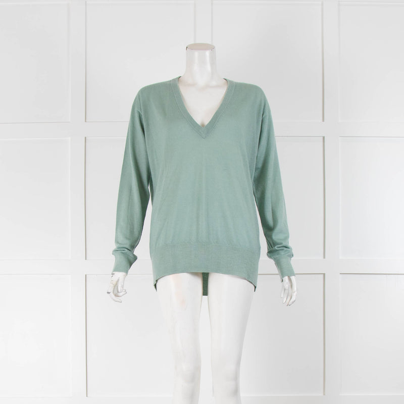 Raey Seafoam V Neck Fine Knit Jumper