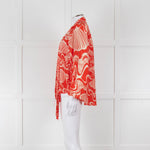 Rixo Orange Cream Silk Tie Up Neck Jacket