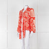 Rixo Orange Cream Silk Tie Up Neck Jacket