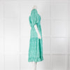Cefinn Turquoise Floral Puff Sleeve Midi Dress