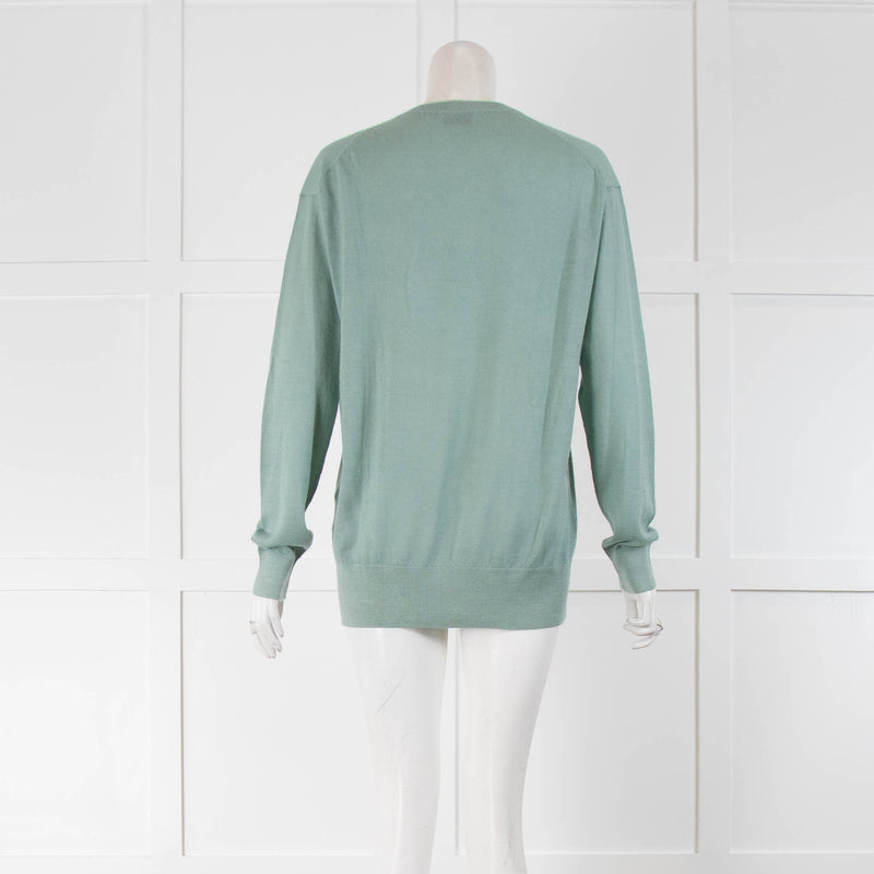 Raey Seafoam V Neck Fine Knit Jumper