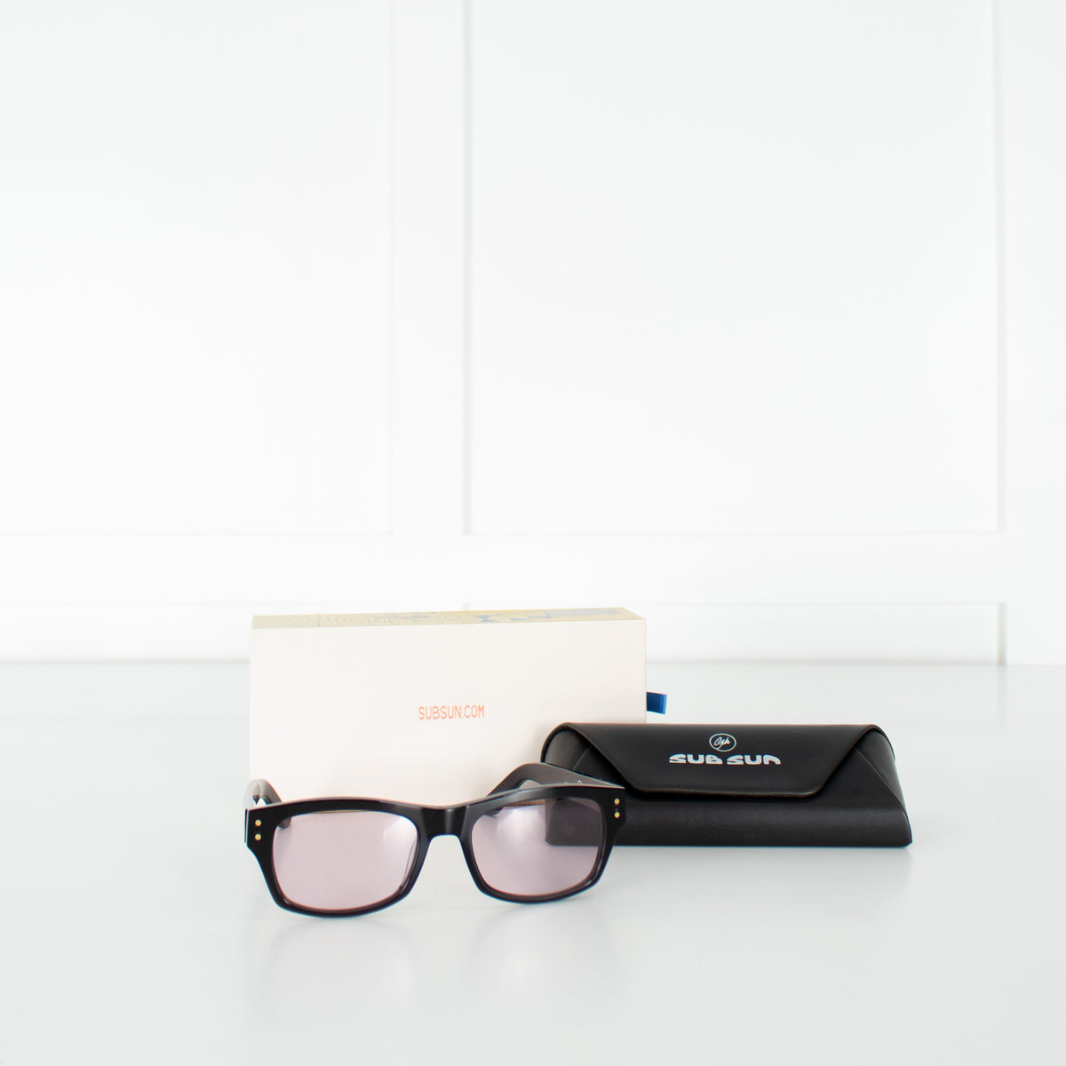 Sub Sun Black Sunglasses With Rose Clear Lenses