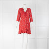 Claudie Pierlot Red White Star V Neck Mini Dress