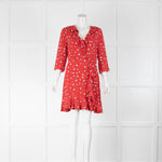 Claudie Pierlot Red White Star V Neck Mini Dress