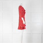 Claudie Pierlot Red White Star V Neck Mini Dress