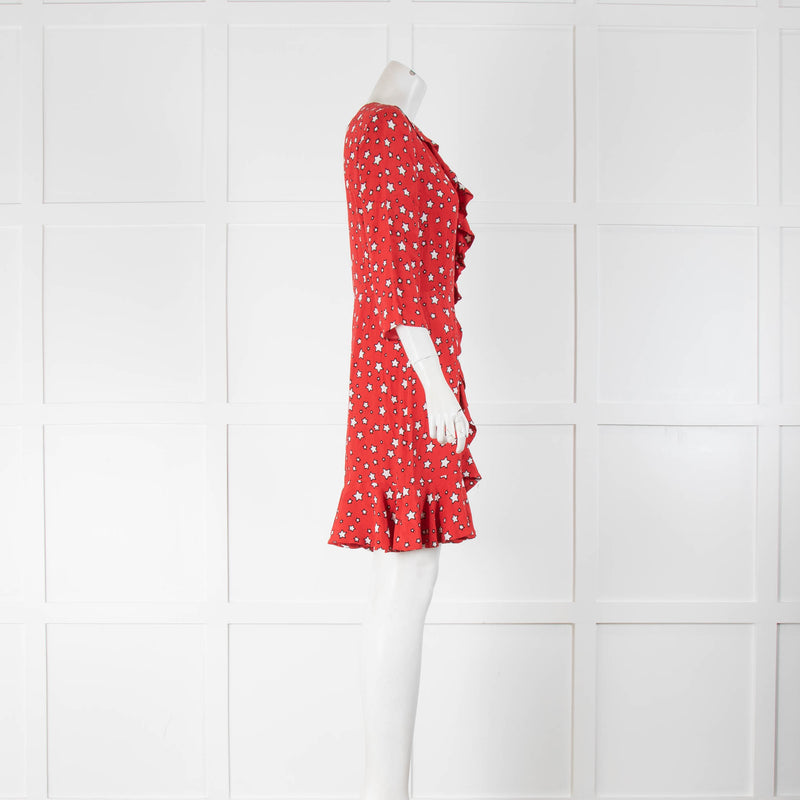 Claudie Pierlot Red White Star V Neck Mini Dress