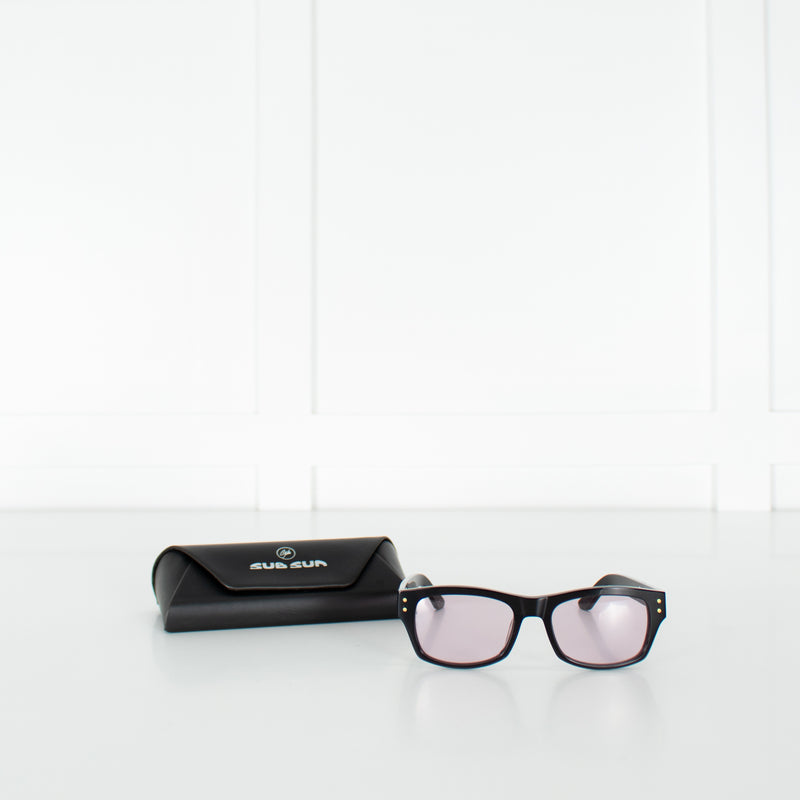 Sub Sun Black Sunglasses With Rose Clear Lenses
