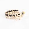 Chanel Gold Woven Diamante Embellished CC Hoop Earrings