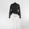 Givenchy Black Leather Sleeve Peplum Jacket