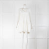 Claudie Pierlot White Dot Lace Up Back Tiered Mini Dress