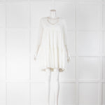 Claudie Pierlot White Dot Lace Up Back Tiered Mini Dress