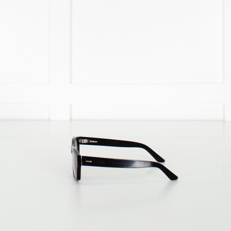 Sub Sun Black Sunglasses With Rose Clear Lenses