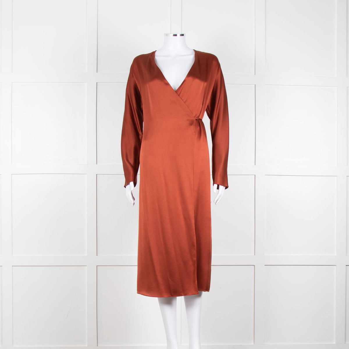 Vince Rust Coloured Silk Wrap Dress
