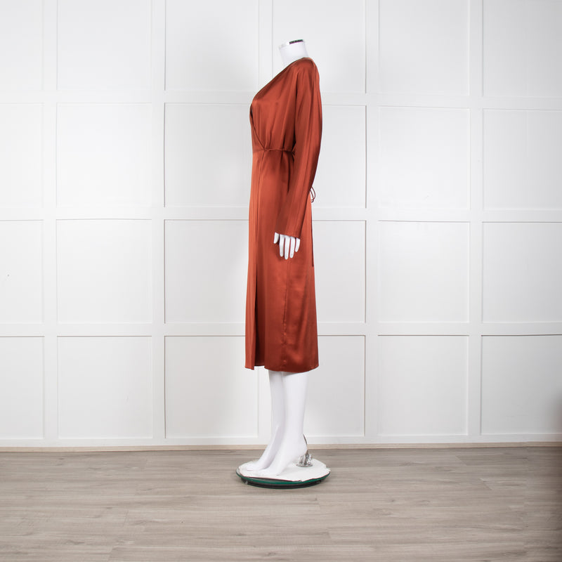 Vince Rust Coloured Silk Wrap Dress