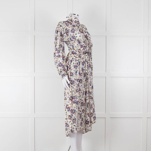 Isabel Marant Etoile White Blue Red Floral Wrap Cotton Dress