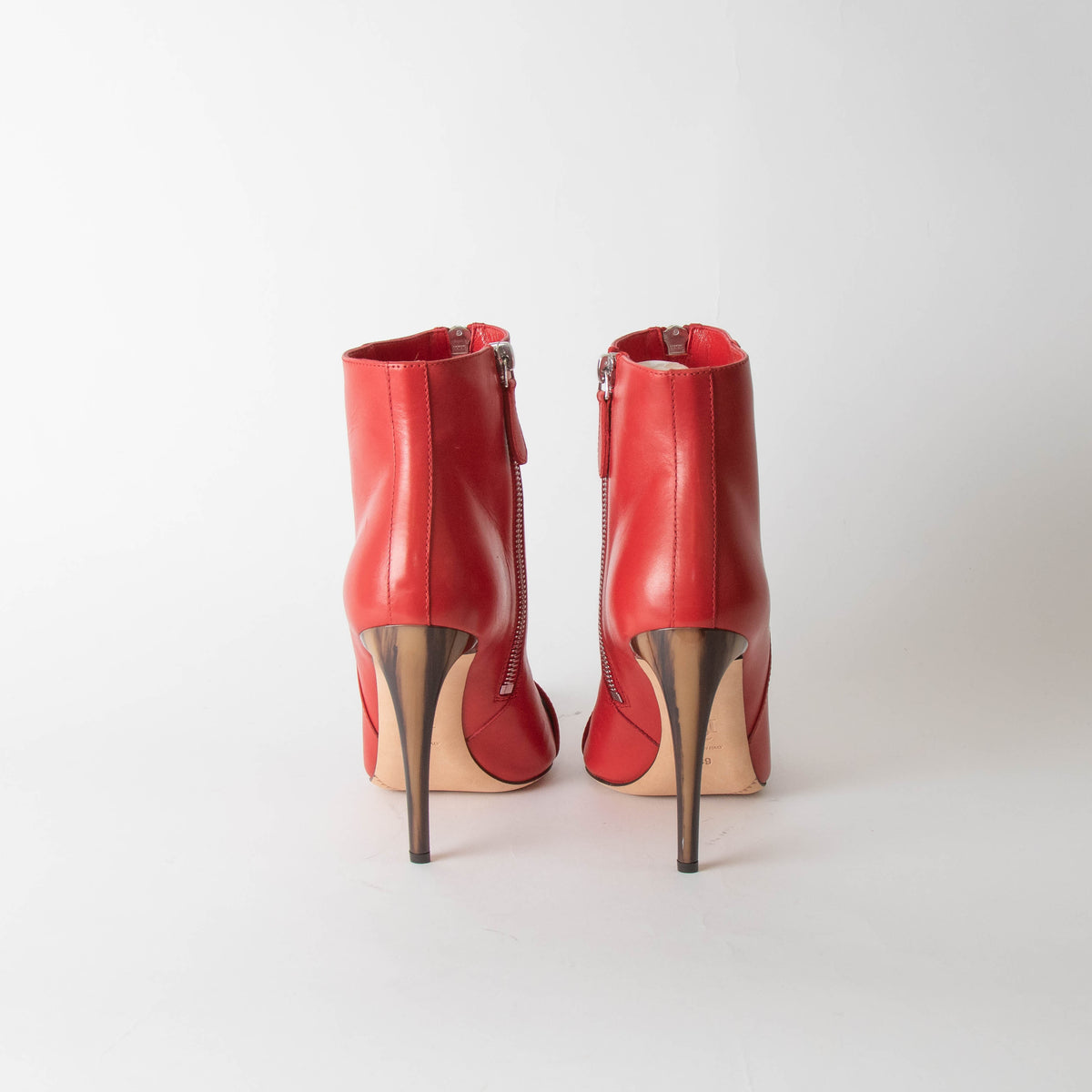 Alexander McQueen Red Zip Up High Heel Ankle Boot