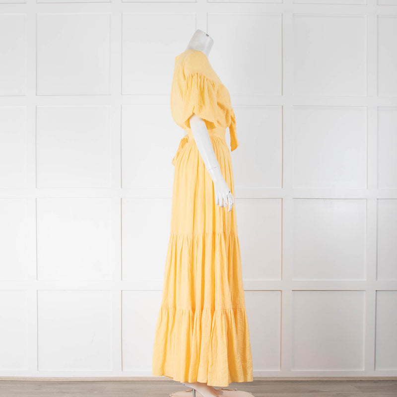 BEC + BRIDGE Yellow Tiered Tie Up Front  Summer Maxi Dress