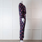 Ridley Blue Pink Floral Silk Satin Jumpsuit