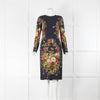 Dolce & Gabbana Blue Floral and Key Print Dress