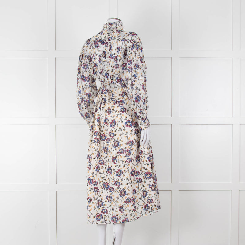Isabel Marant Etoile White Blue Red Floral Wrap Cotton Dress