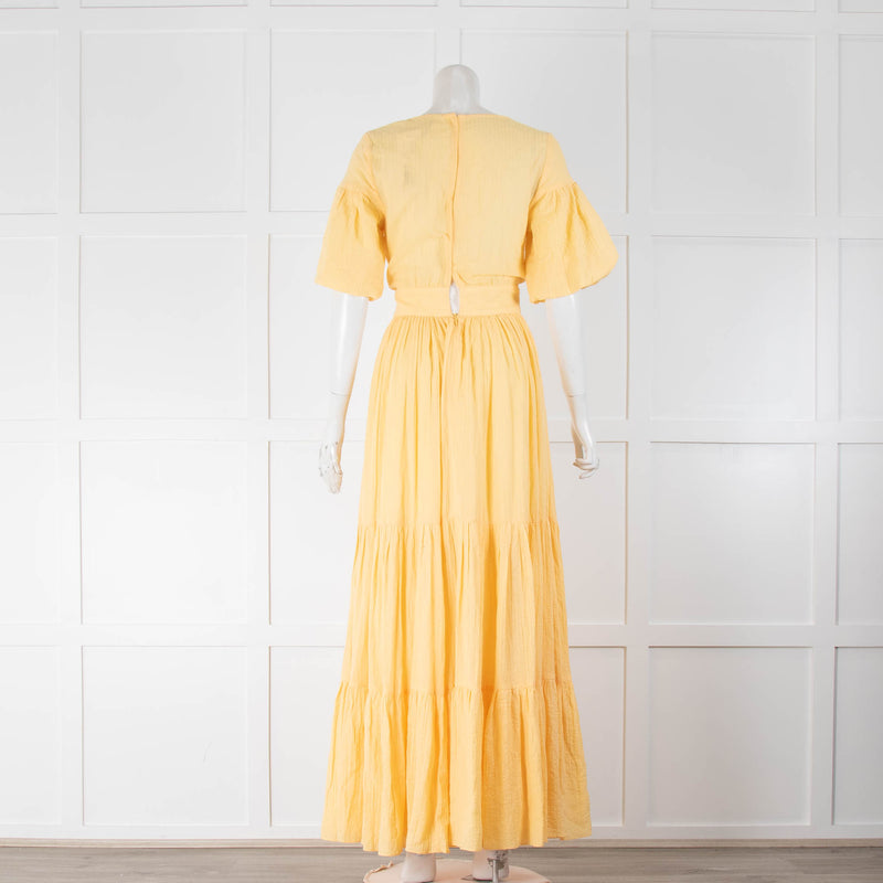 BEC + BRIDGE Yellow Tiered Tie Up Front  Summer Maxi Dress