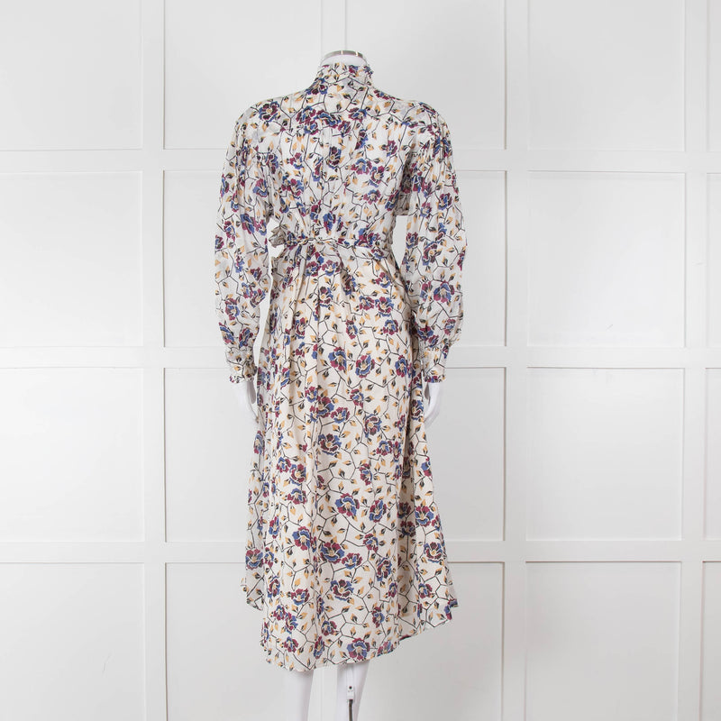 Isabel Marant Etoile White Blue Red Floral Wrap Cotton Dress