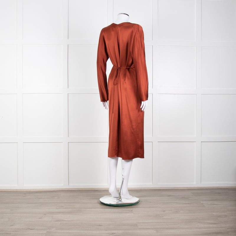 Vince Rust Coloured Silk Wrap Dress